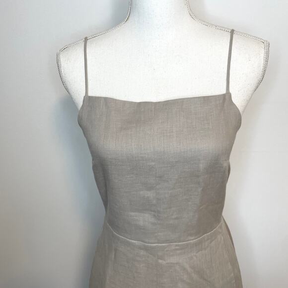 Enza Costa Linen Laced Open Back Maxi Dress In Mist Taupe Size Medium New - Picture 3 of 15